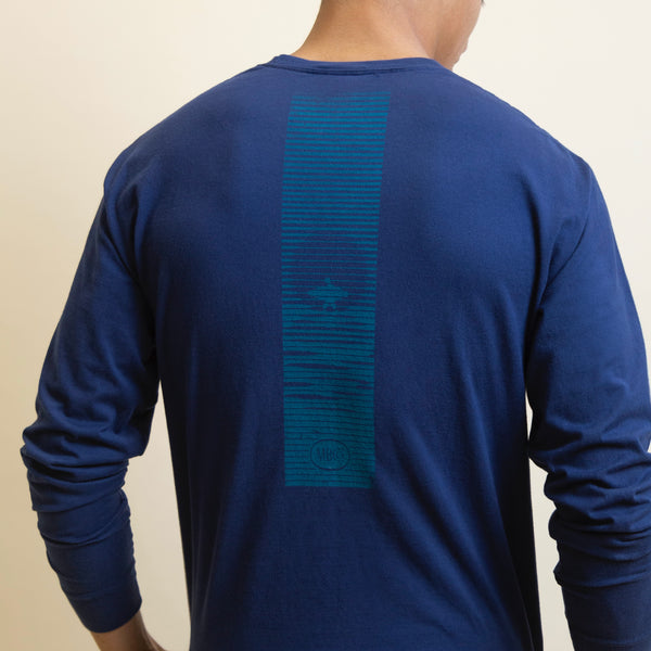Long Sleeve Navy Surf Graphic T-shirt