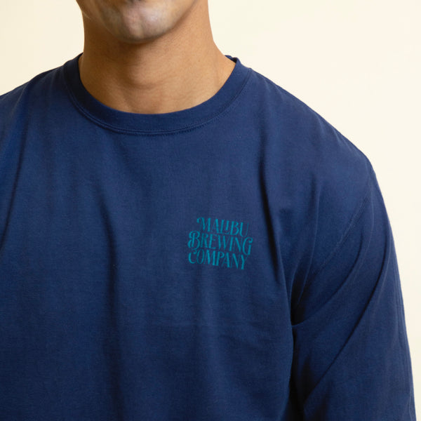 Long Sleeve Navy Surf Graphic T-shirt